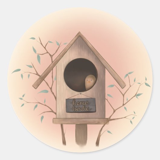 Home Birdie - Knus Boshuisje Sticker (Voorkant)