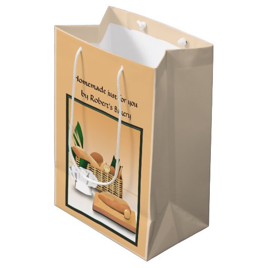 Home Bked Bread Bakery Gift Bag Medium Cadeauzakje (Voorkant Gekanteld)