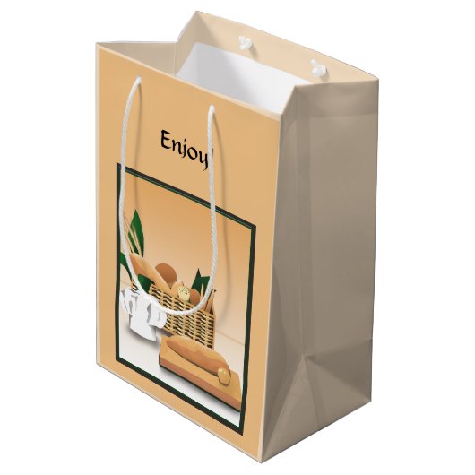 Home Bked Bread Bakery Gift Bag Medium Cadeauzakje (Achterkant Gekanteld)