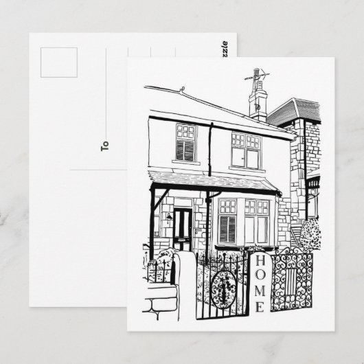 Home Black Ink Typografie Briefkaart (Voorkant / Achterkant)