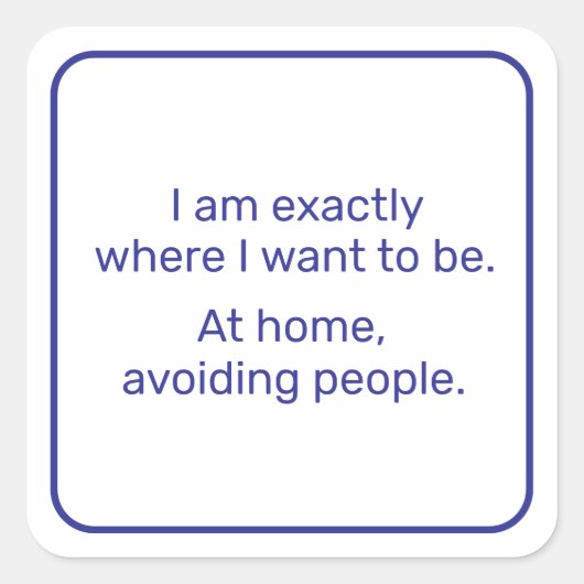 Home (blauw) vierkante sticker (Voorkant)