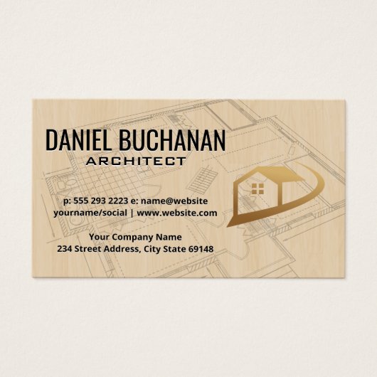 Home Blauwdruk | Hout | Hulpmiddelen voor architec Visitekaartje (Voorkant)