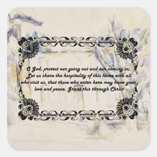 Home Blessing Prayer Religious citeert woorden Vierkante Sticker (Voorkant)