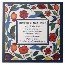 Home Blessing Sign Plaque Floral Pomegranates Tegeltje