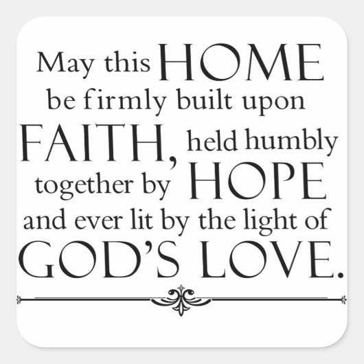 Home Blessing Vierkante Sticker (Voorkant)
