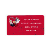 Home Bord Baseball Wedding Adresetiketten 02-Rood Etiket (Voorkant)