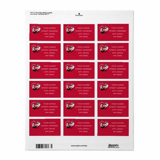 Home Bord Baseball Wedding Adresetiketten 02-Rood Etiket (Full Sheet)