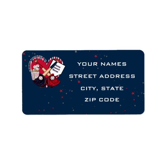 Home Bord Baseball Wedding Labels 03-Blue (Voorkant)