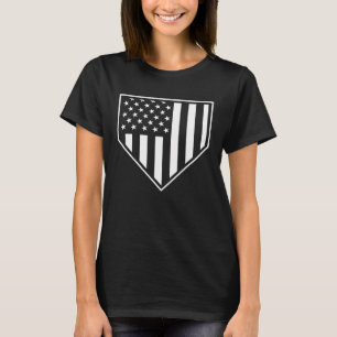 Home Bord Honkbal Softbal Amerikaanse Vlag Patriot T-shirt