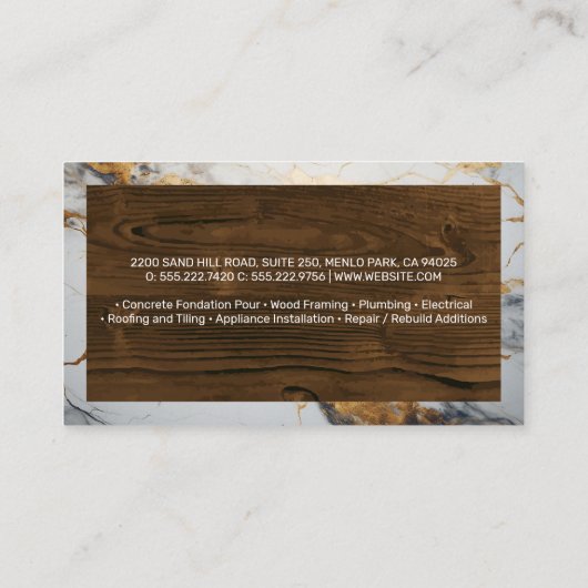 Home Bouwen Bouwgereedschappen | Hout | Marmer Visitekaartje (Achterkant)