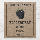 Home Brouwen Blackberry wijn Kraft papier stijl Wijn Etiket (Enkel label)