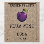 Home Brouwen Plum Wine Kraft Papier Stijl Wijn Etiket (Enkel label)
