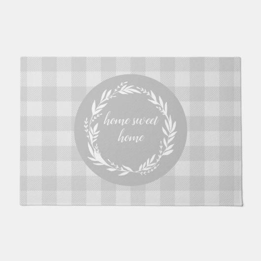 Home Buffalo Home Check Pattern Grey Deurmat (Voorkant)