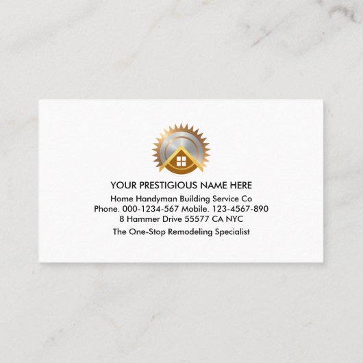 Home Building Handyman Lijst Visitekaartje (Achterkant)