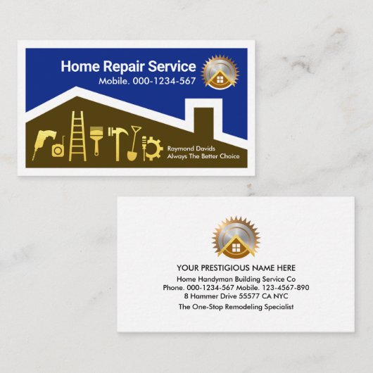 Home Building Handyman Lijst Visitekaartje (Voorkant / Achterkant)