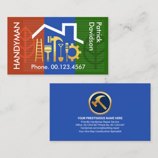 Home Building Landscape Gold Tools Visitekaartje (Voorkant / Achterkant)