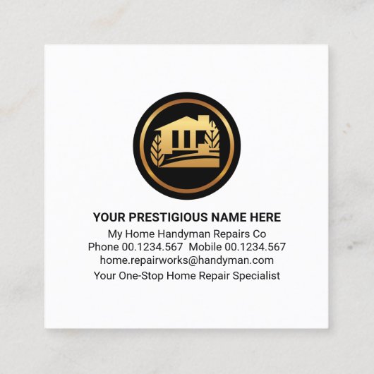 Home Building Lijst Handyman Tools Vierkante Visitekaartje (Achterkant)