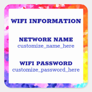 Home Business Network WIFI Wachtwoord Informatie Vierkante Sticker