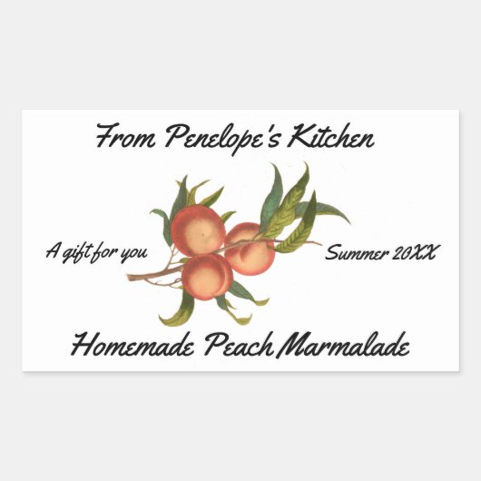 Home Canking Peach Marmalade Jouw naam Gift Label (Voorkant)