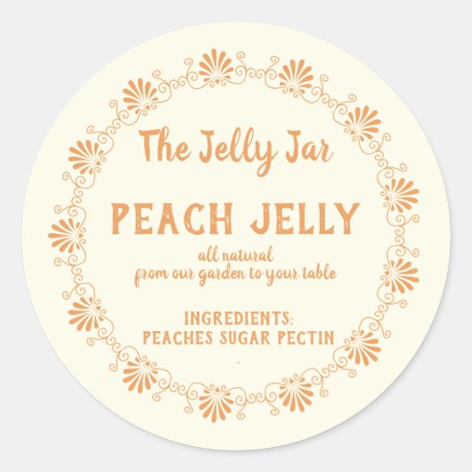 Home Canning Business Peach Jelly Food Label (Voorkant)