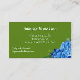 Home Care Blue Hydrangeas Custom Visitekaartjes
