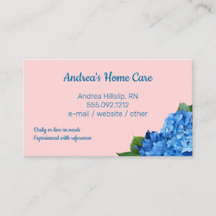 Home Care Blue Hydrangeas Custom Visitekaartjes