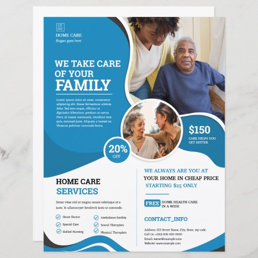 Home Care Service Flyer Sjabloon (Voorkant / Achterkant)