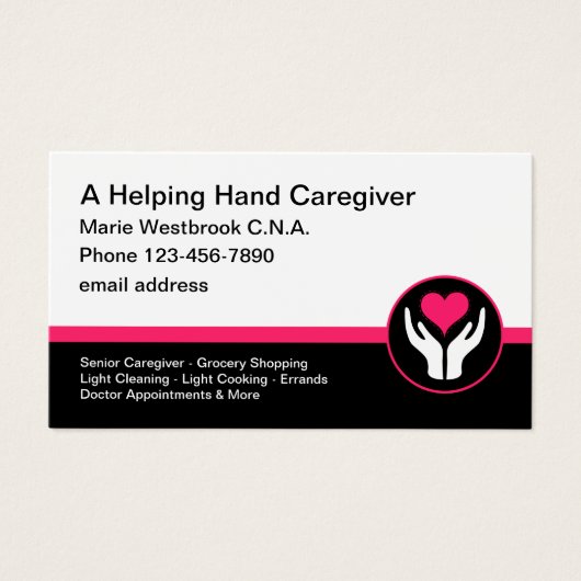 Home Caretaker C.N.A. Hart Visitekaartjes (Voorkant)