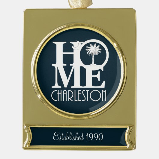 HOME Charleston  jaar vastgesteld Verguld Banner Ornament (Voorkant)