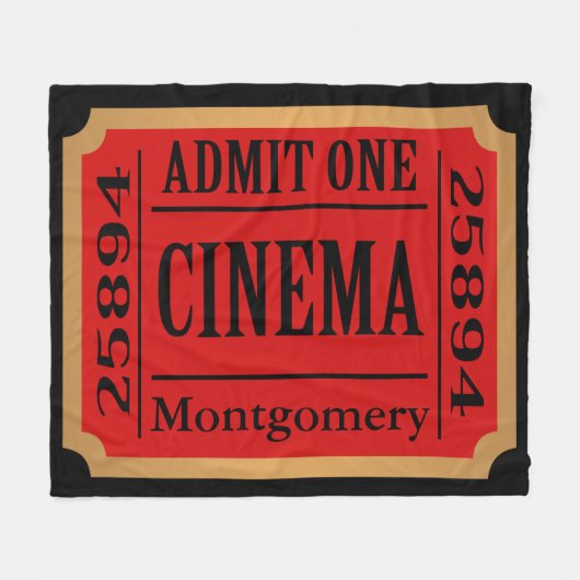 Home Cinema Movie Ticket Stub Persoonlijk Fleece Deken (Voorkant (Horizontaal))