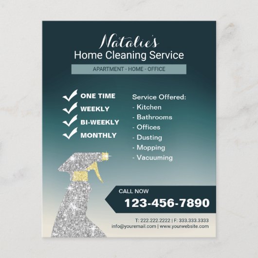 Home Cleaning House Keeping Service Blauwgroen Omb Flyer (Voorkant)