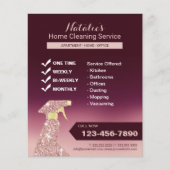 Home Cleaning House Keeping Service Brugndy Ombre Flyer (Voorkant)