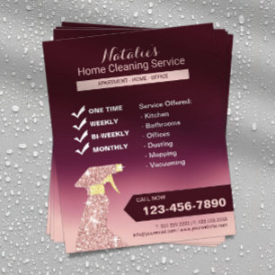 Home Cleaning House Keeping Service Brugndy Ombre Flyer