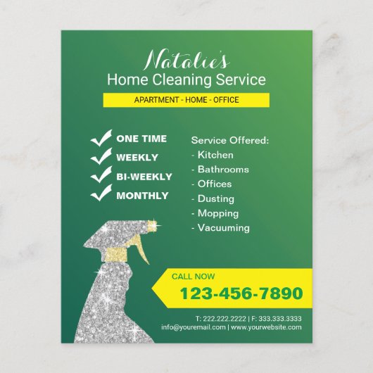 Home Cleaning House Keeping Service Spring Green Flyer (Voorkant)