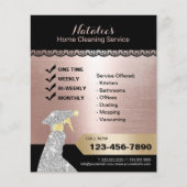 Home Cleaning Maid Service Roos Gold Black Lace Flyer (Voorkant)