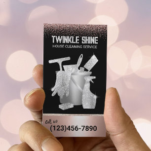 Home Cleaning Maid Service Roos Gold Glitter Visitekaartje