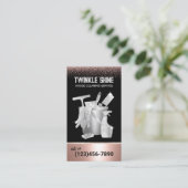 Home Cleaning Maid Service Roos Gold Glitter Visitekaartje (Staand voorkant)