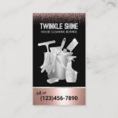 Home Cleaning Maid Service Roos Gold Glitter Visitekaartje (Voorkant)