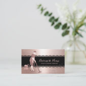 Home Cleaning Modern Roos Gold Black Laced Maid Visitekaartje (Staand voorkant)
