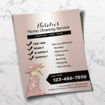 Home Cleaning Service Blush Roos Gold Housekeeping Flyer<br><div class="desc">Home Cleaning Service Blush Roos Gold Housekeeping Flyers.</div>