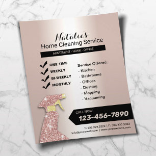 Home Cleaning Service Blush Roos Gold Housekeeping Flyer
