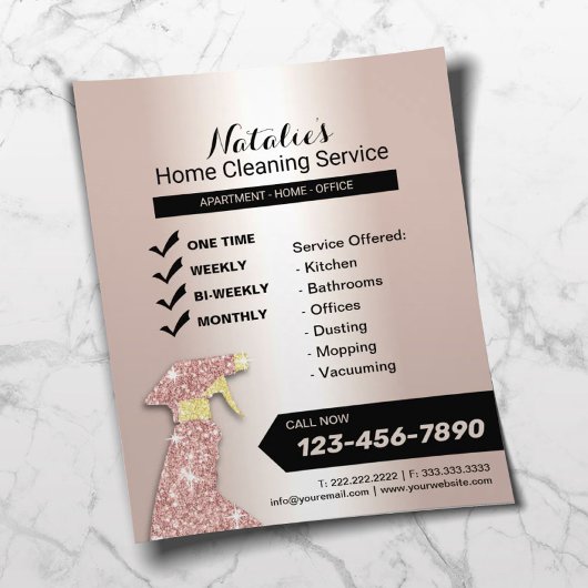 Home Cleaning Service Blush Roos Gold Housekeeping Flyer