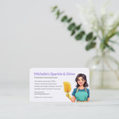 Home Cleaning Service Purple Visitekaartje (Staand voorkant)