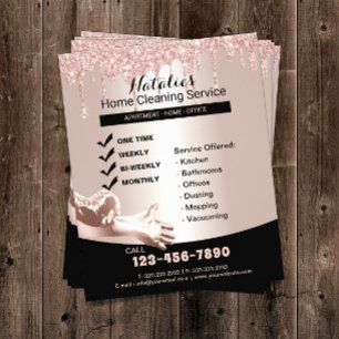 Home Cleaning Service Roos Gold Glitter Drivers Flyer