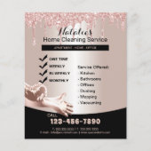 Home Cleaning Service Roos Gold Glitter Drivers Flyer (Voorkant)