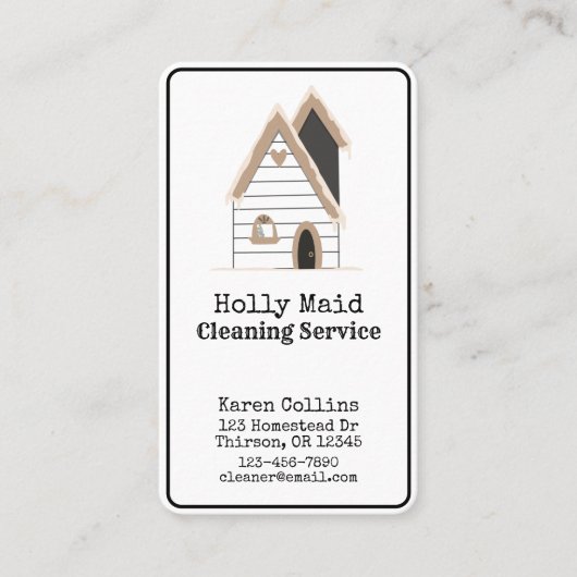 Home Cleaning Services Cute QR Code Visitekaartje (Voorkant)