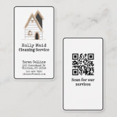 Home Cleaning Services Cute QR Code Visitekaartje (Voorkant / Achterkant)