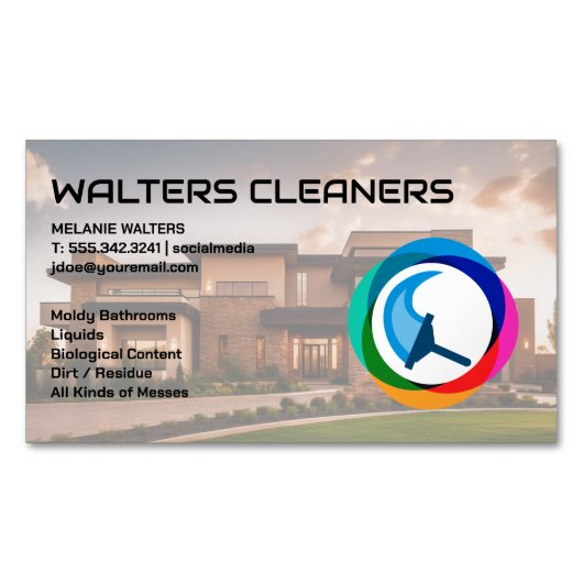 Home Cleaning Services | House Living Room Magnetisch Visitekaartje (Voorkant)