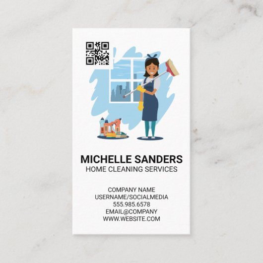 Home Cleaning Services | House Maid | Qr-code Visitekaartje (Voorkant)