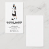 Home Cleaning Services | House Maid with Broom Visitekaartje (Voorkant / Achterkant)